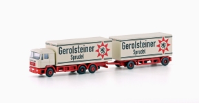 MiNis LC4604 - N 3-achsiger LKW MAN F90, Koffer-Hängerzug Gerolsteiner